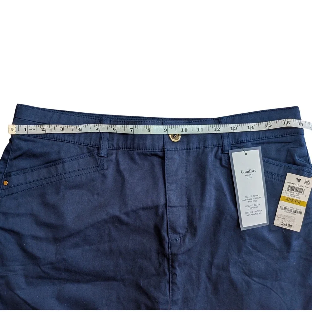 NWT Charter Club Comfort Waist Skort 14P Navy Blue Cotton Nautical Travel Preppy